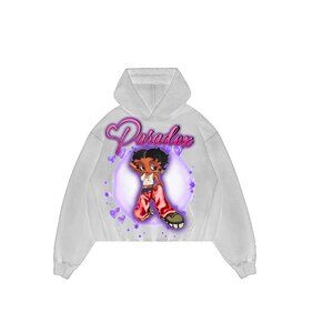 Paradox Lab White Betty Boop Lightning Arc Logo Hoodie Philly USA Size XSmall